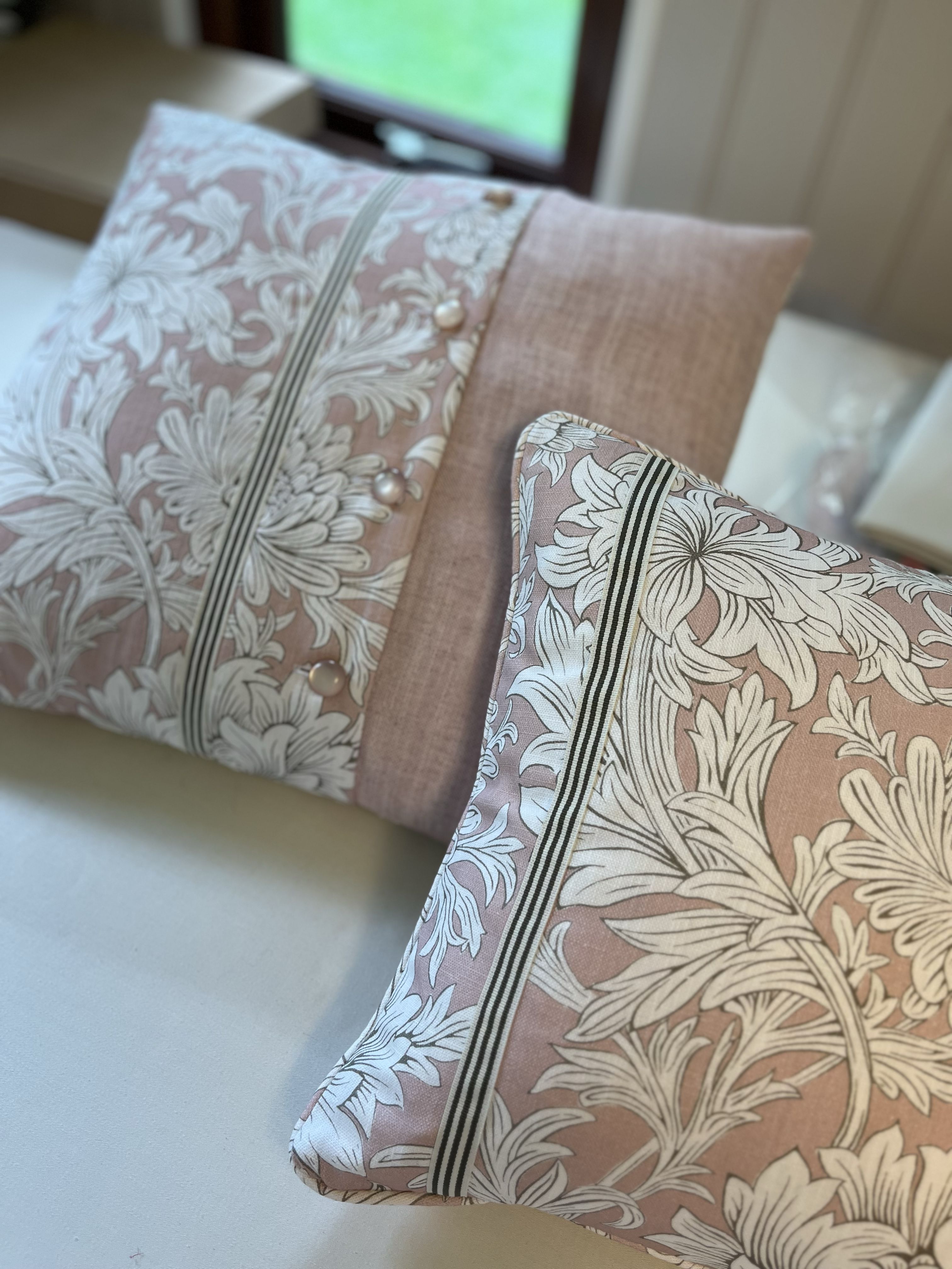 Middle: Set of pink cushions